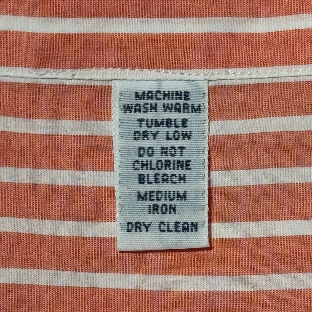 Polo Ralph Lauren Mens Orange White Striped Button Down Shirt Made in Italy 15.5 - Picture 5 of 8